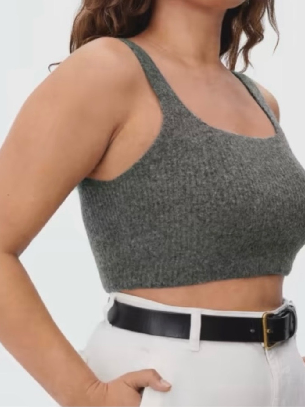 Everlane Grey Ribbed Knit Crop Tank
